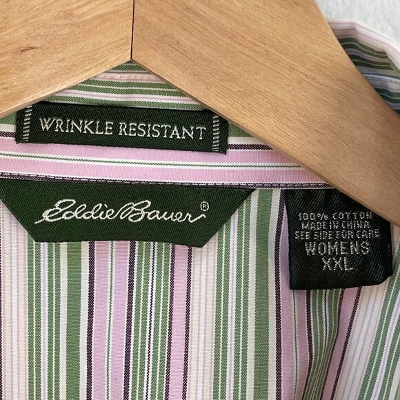 Eddie Bauer Womens Plus XXL Wrinkle Resistant Stripe Long Sleeve Shirt Top - Picture 3 of 9